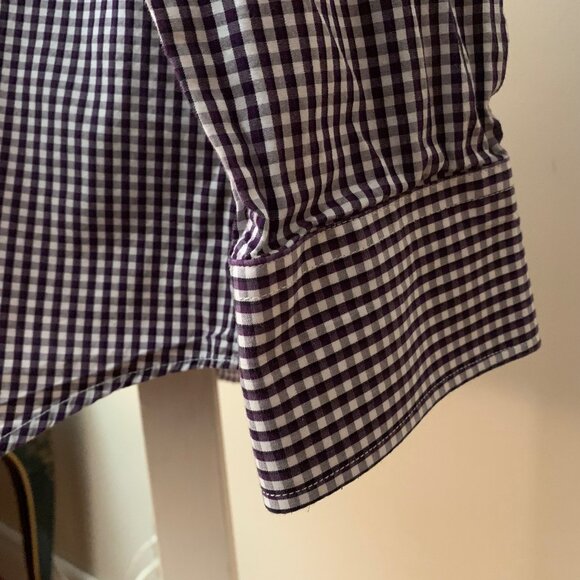 Bristol & Bull Men’s L Shirt Checkered Burgundy and White Button Down - Picture 5 of 12
